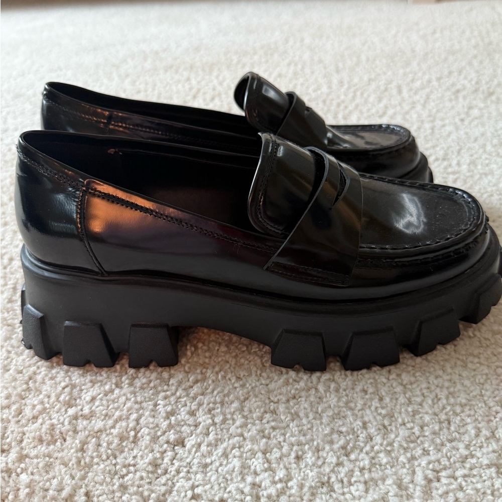 Glossy Black Platform Mules
